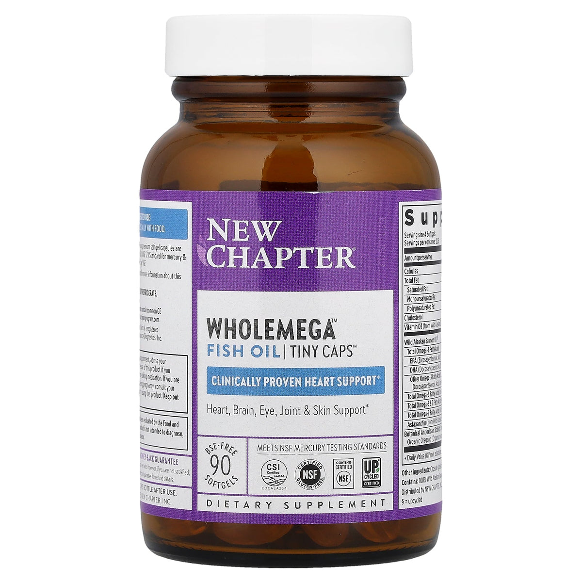 New Chapter, Wholemega™ Fish Oil, Tiny Caps™, 90 BSE-Free Softgels