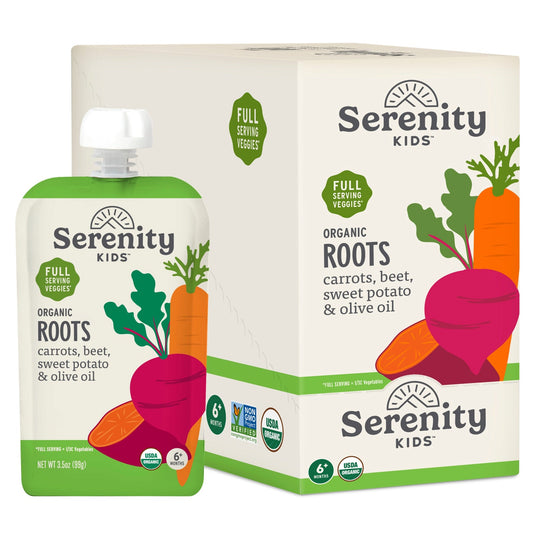 Serenity Kids, Organic Roots, Sweet Potato, Carrot, Beet & Olive Oil, 6+ Months, 6 Pouches, 3.5 oz (99 g) Each