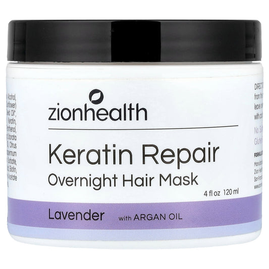 Zion Health, Keratin Repair Overnight Hair Mask, Lavender, 4 fl oz (120 ml)