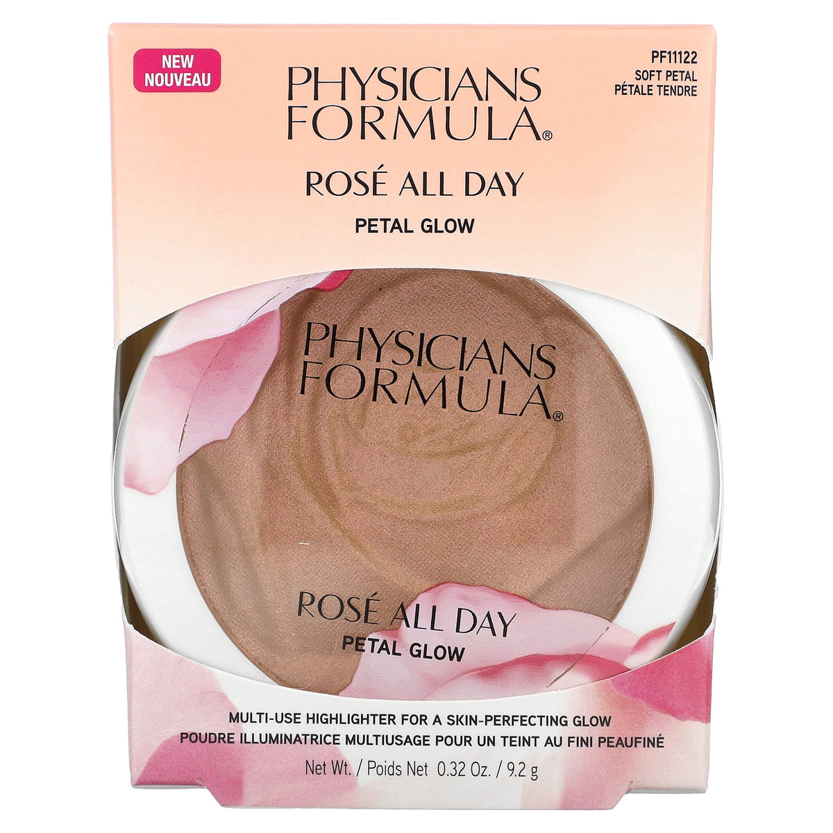 Physicians Formula, Rosé All Day Petal Glow, Multi Use Highlighter, PF11122 Soft Petal, 0.32 oz (9.2 g)