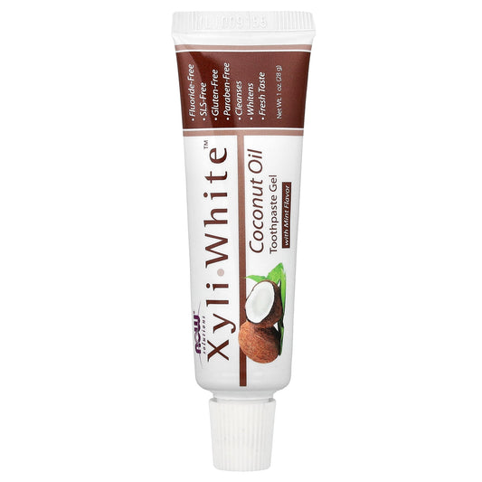 NOW Foods, Solutions, XyliWhite™, Toothpaste Gel, Coconut Oil, Mint, 1 oz (28 g)