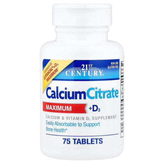 21st Century, Calcium Citrate + D3 Maximum, 75 Tablets