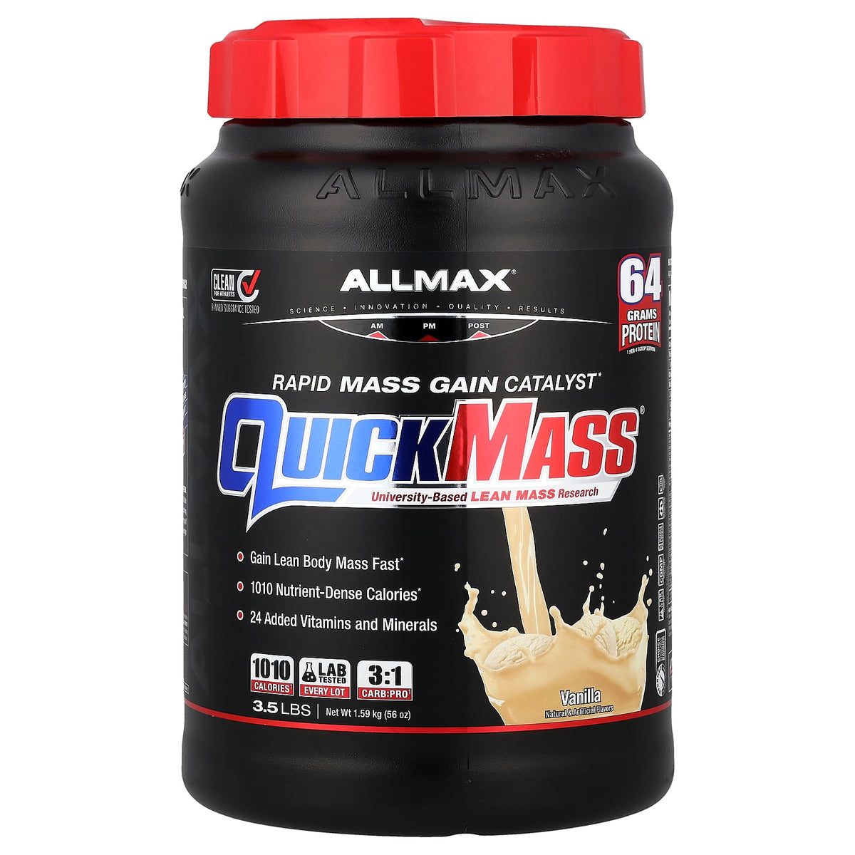 ALLMAX, QuickMass®, Rapid Mass Gain Catalyst, Vanilla, 3.5 lbs (1.59 kg)