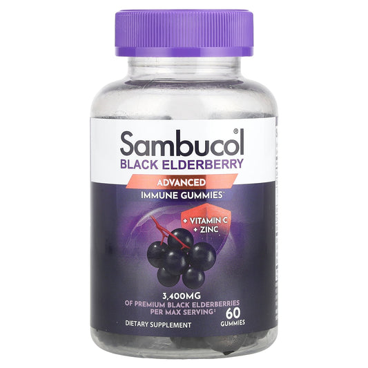 Sambucol, Black Elderberry, Advanced Immune Gummies + Vitamin C + Zinc, 60 Gummies