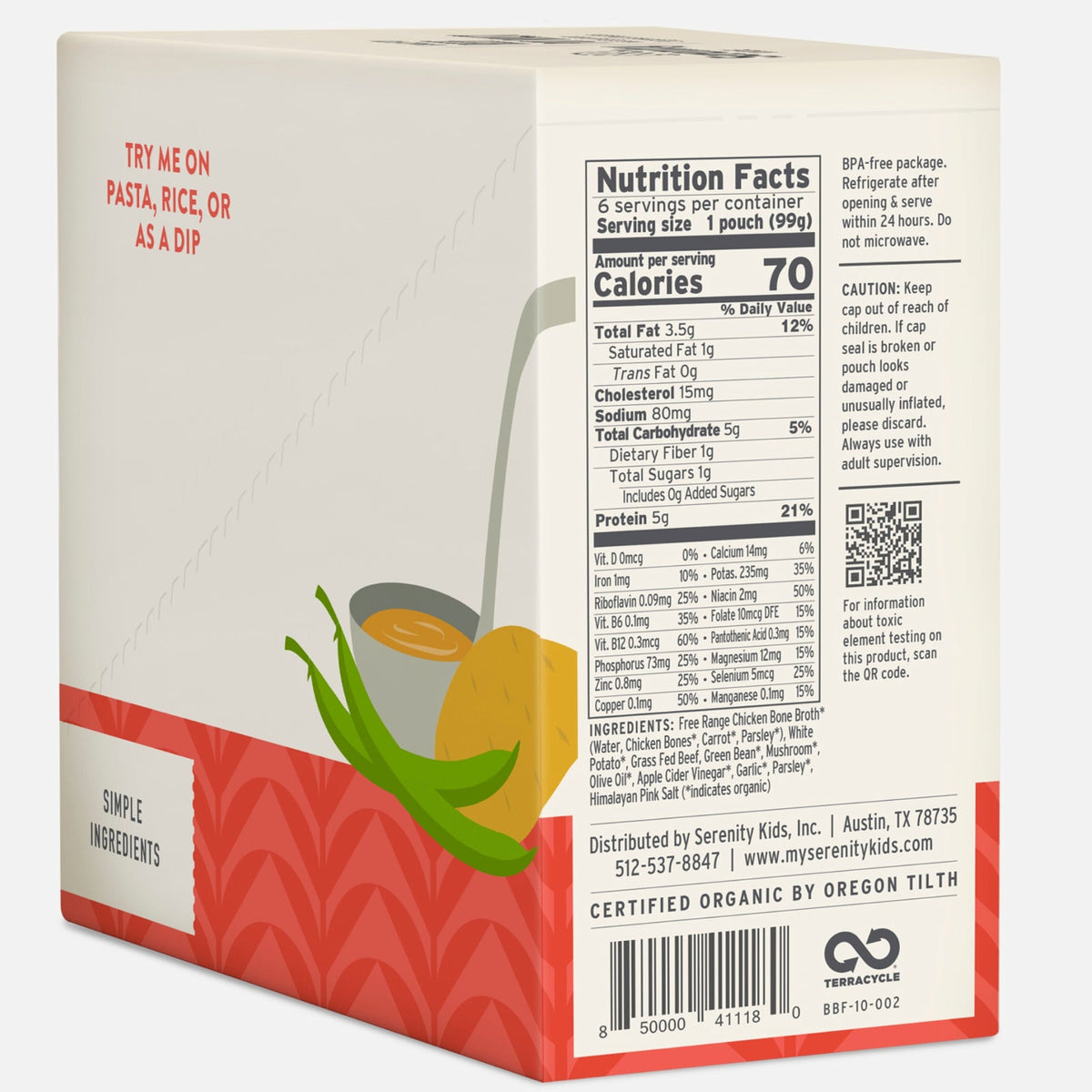 Serenity Kids, Beef Pot Roast with Organic Vegetables & Herbs, 7+ Months, 6 Pouches, 3.5 oz (99 g) Each