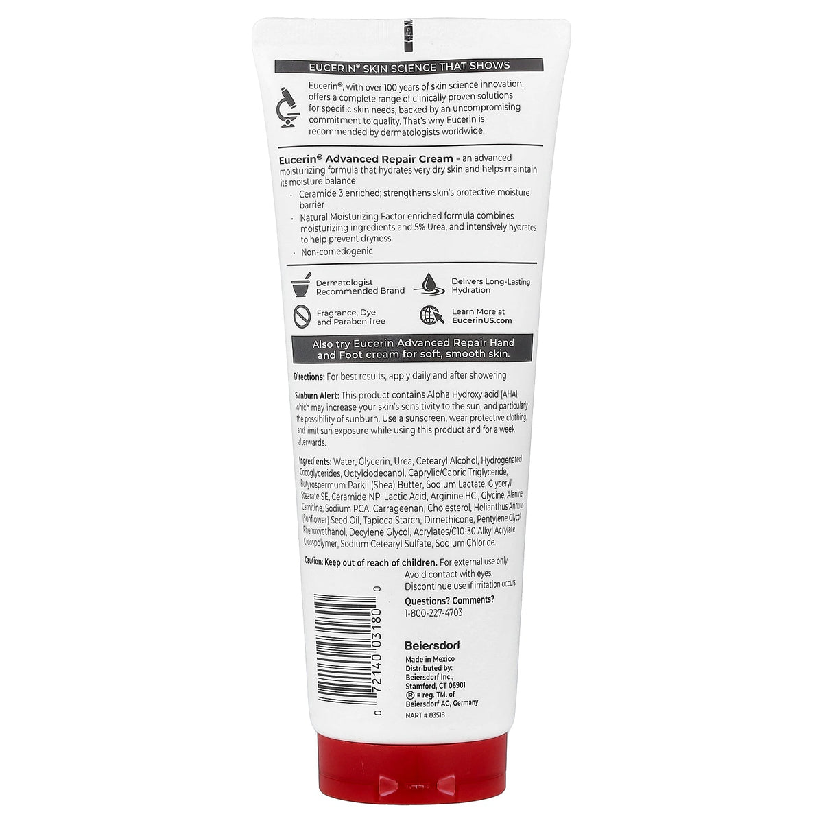 Eucerin, Advanced Repair Cream, Fragrance Free, 8 oz (226 g)