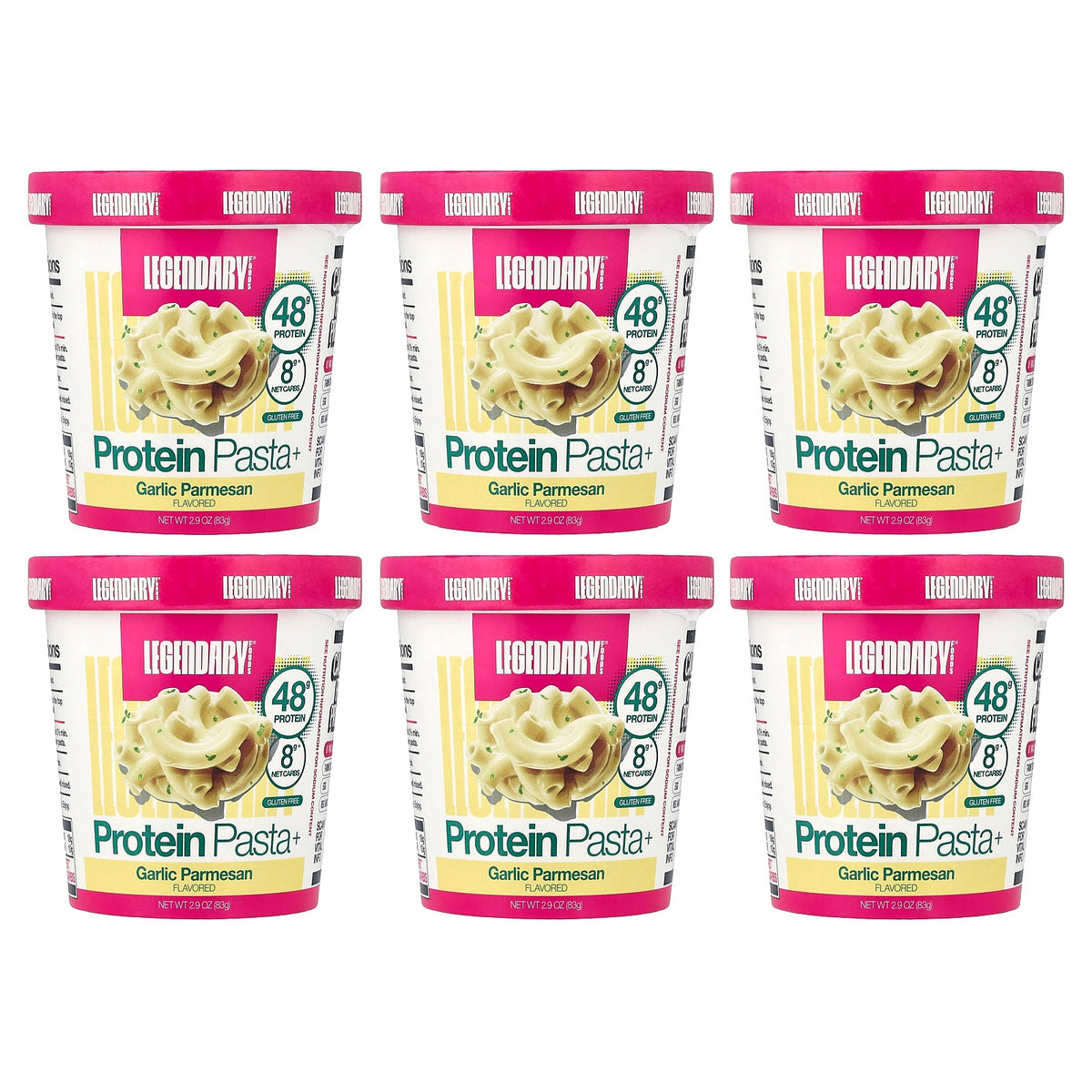 Legendary Foods, Protein Pasta+, Garlic Parmesan, 6 Count, 2.9 oz (83 g) Each