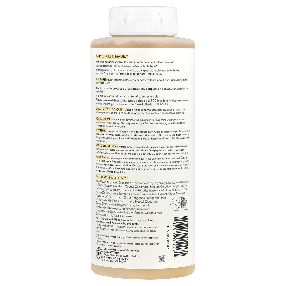 The Honest Company, Refresh™, Bubble Bath, Citrus Vanilla, 12 fl oz (355 ml)