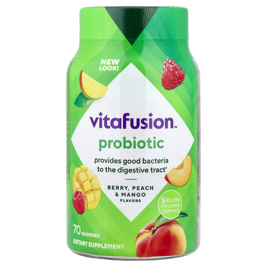 VitaFusion, Probiotic Gummies, Berry, Peach & Mango, 70 Gummies