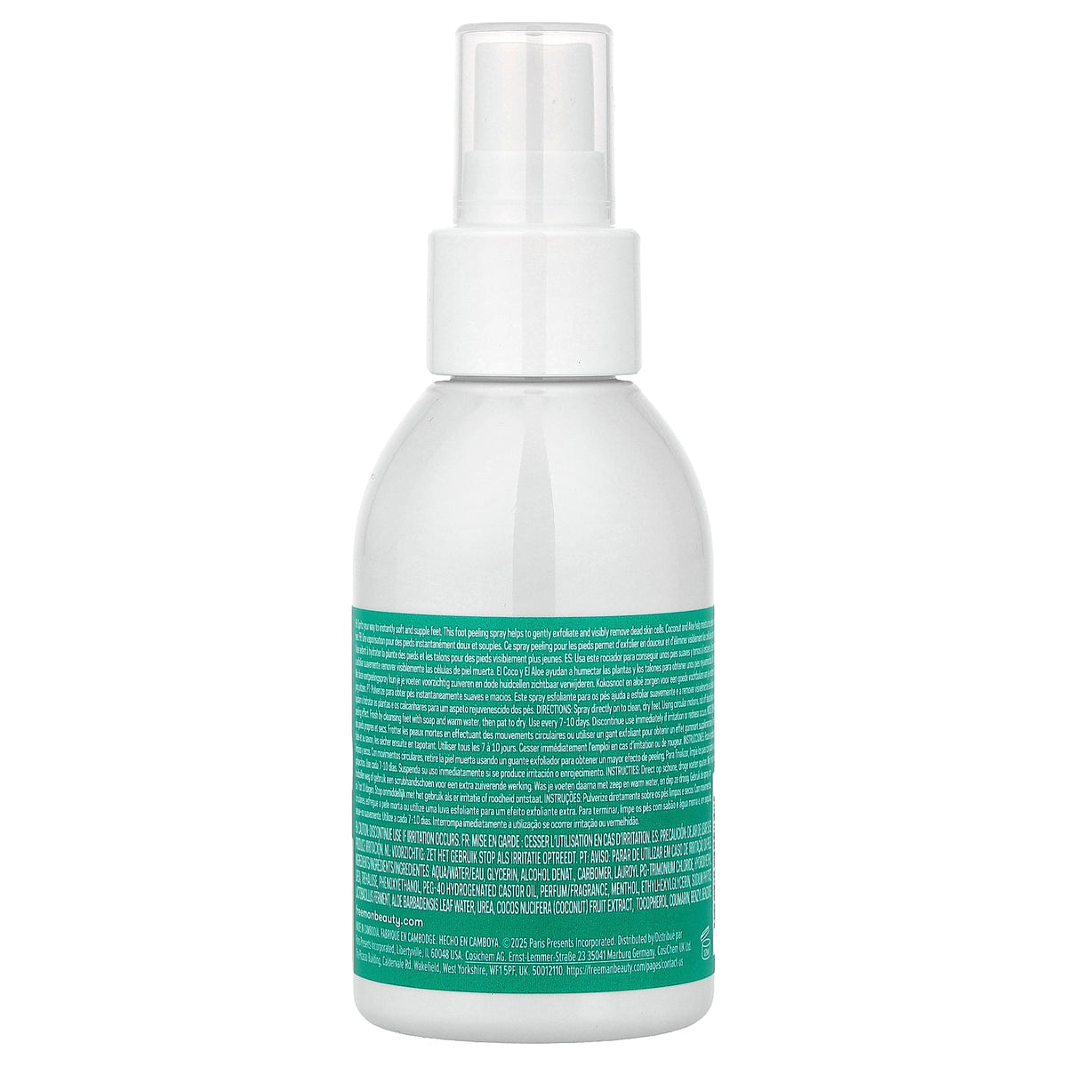 Freeman Beauty, Flirty Feet, Instant Foot Peeling Spray, Coconut + Aloe, 4 fl oz (118 ml)