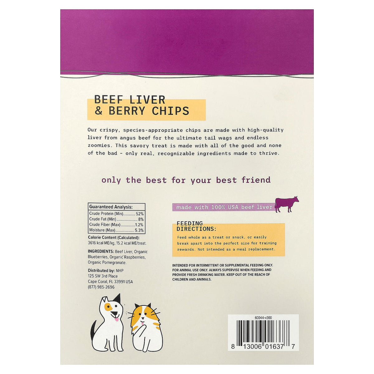 Dr. Mercola, Bark & Whiskers™, Beef Liver & Berry Chips, For Dogs & Cats, 5 oz (141.74 g)