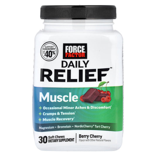 Force Factor, Daily Relief™, Muscle, Berry Cherry, 30 Soft Chews