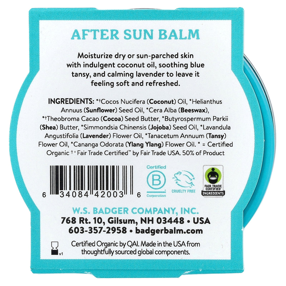 Badger, Coconut After Sun Balm, 2 oz (56 g)