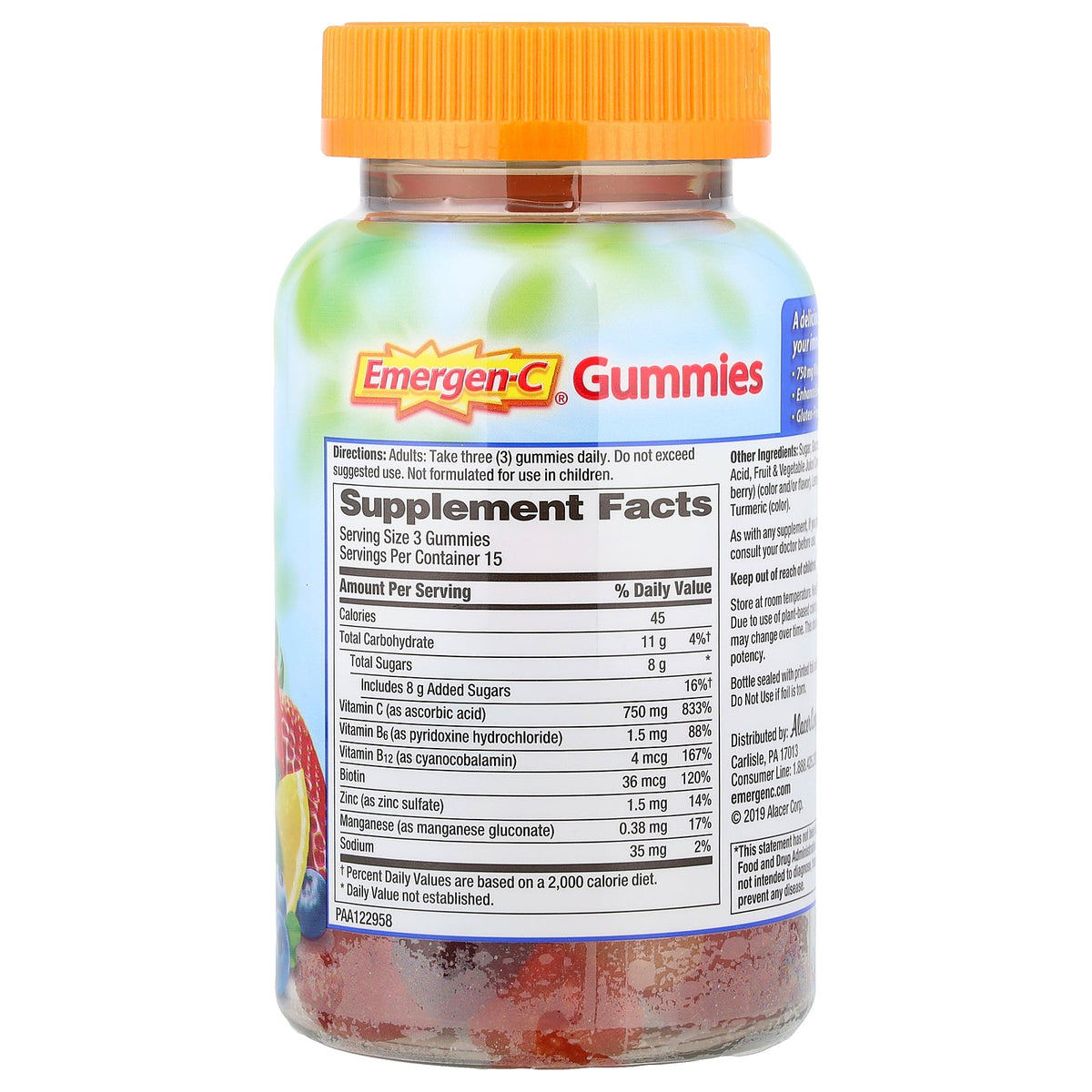 Emergen-C, Immune Support Gummies, Strawberry, Lemon & Blueberry, 45 Gummies