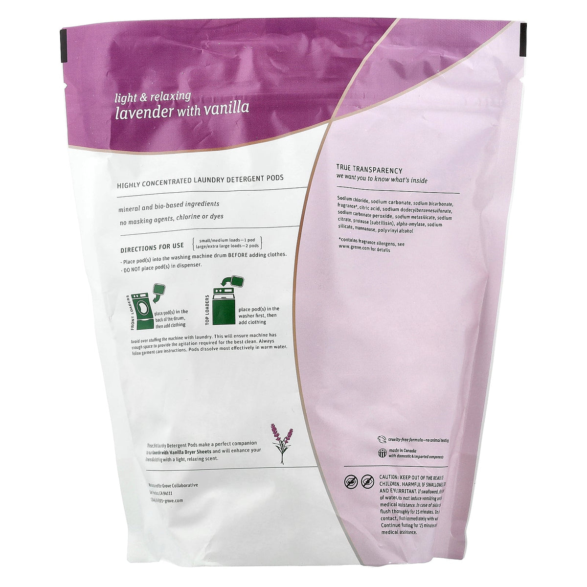 Grab Green, 3 in 1 Laundry Powder Detergent Pods, Lavender with Vanilla, 60 Pods, 34 oz (960 g)