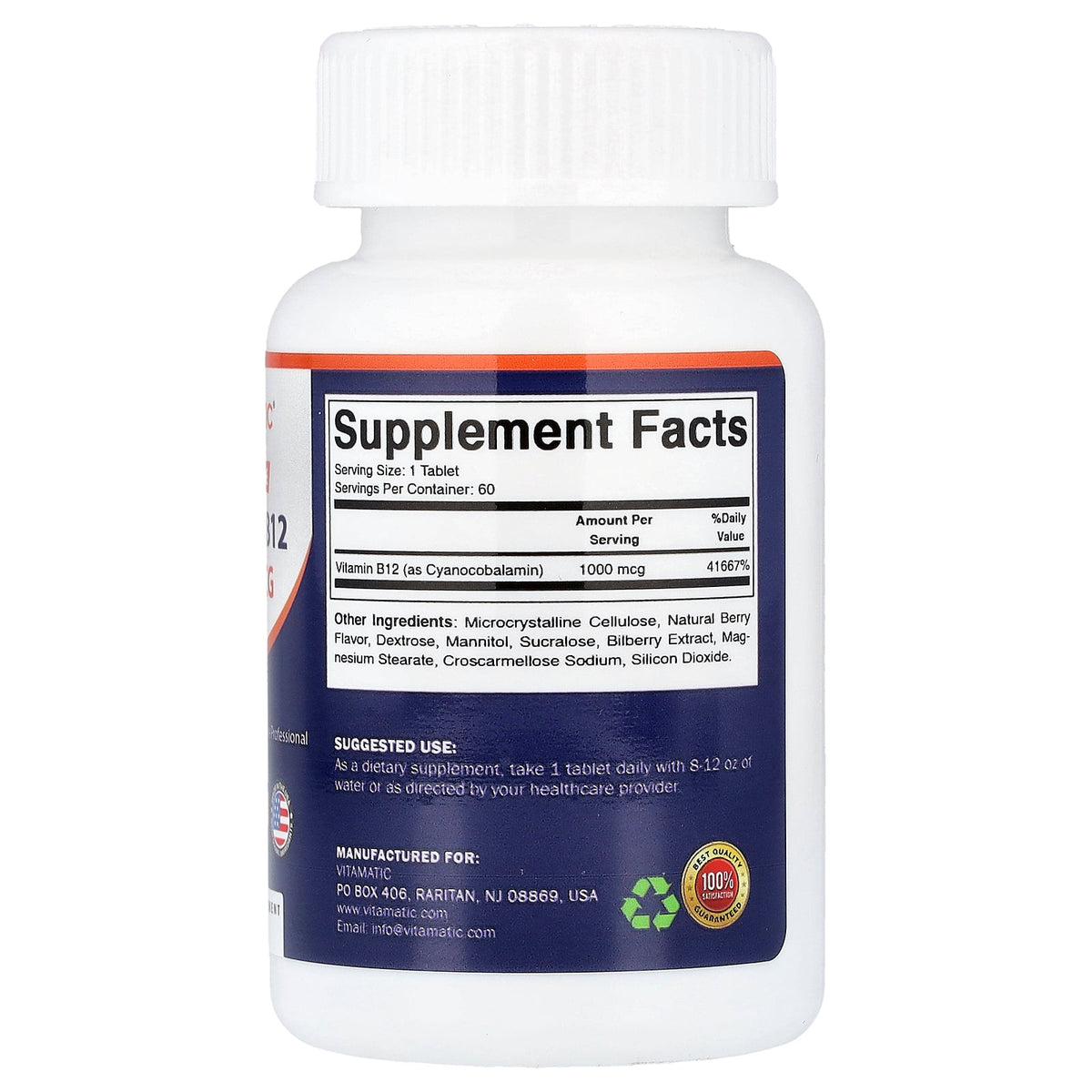 Vitamatic, Vitamin B12, Berry, 1,000 mg, 60 Fast Dissolve Tablets