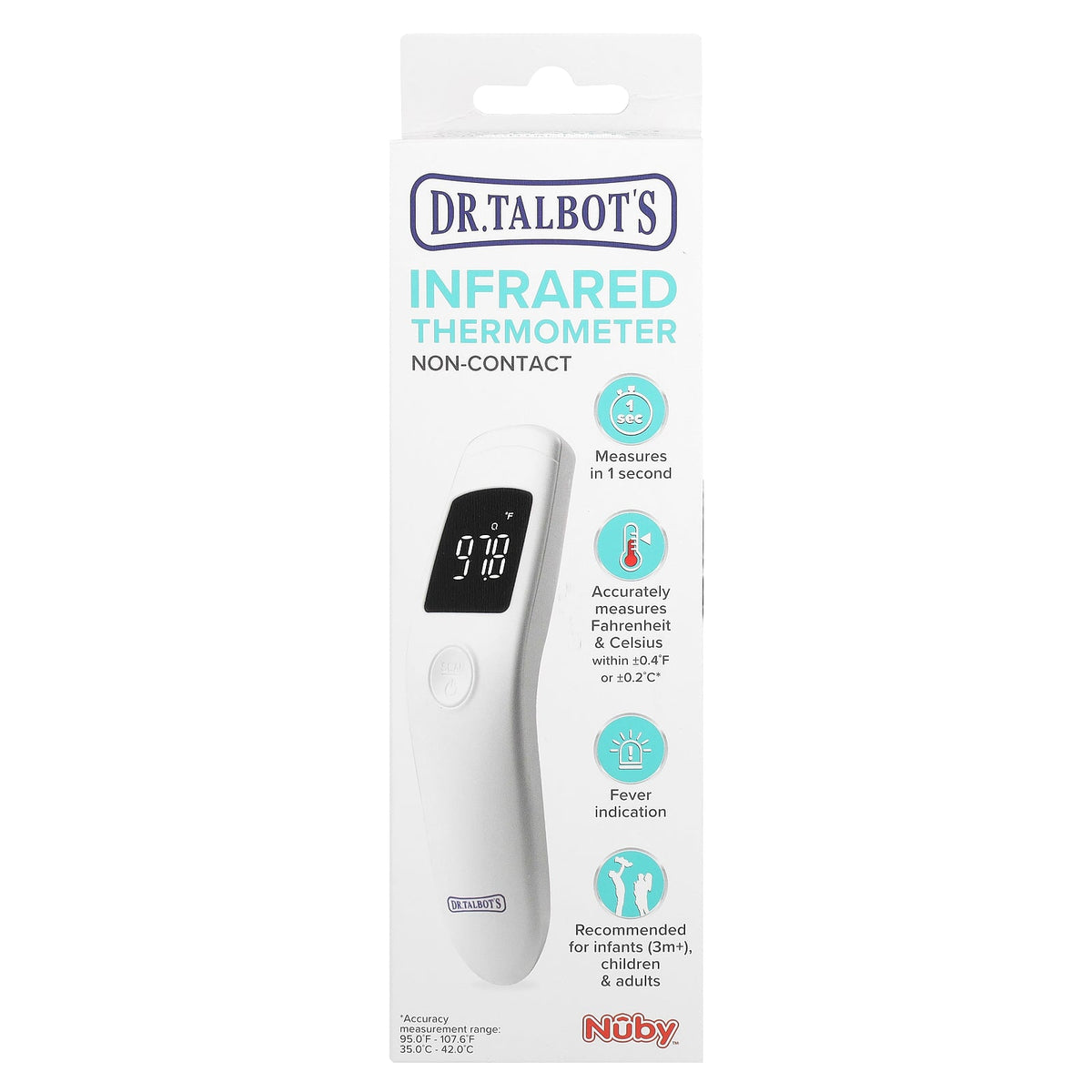 Dr. Talbot's, Infrared Thermometer, Non-Contact, White, 1 Thermometer