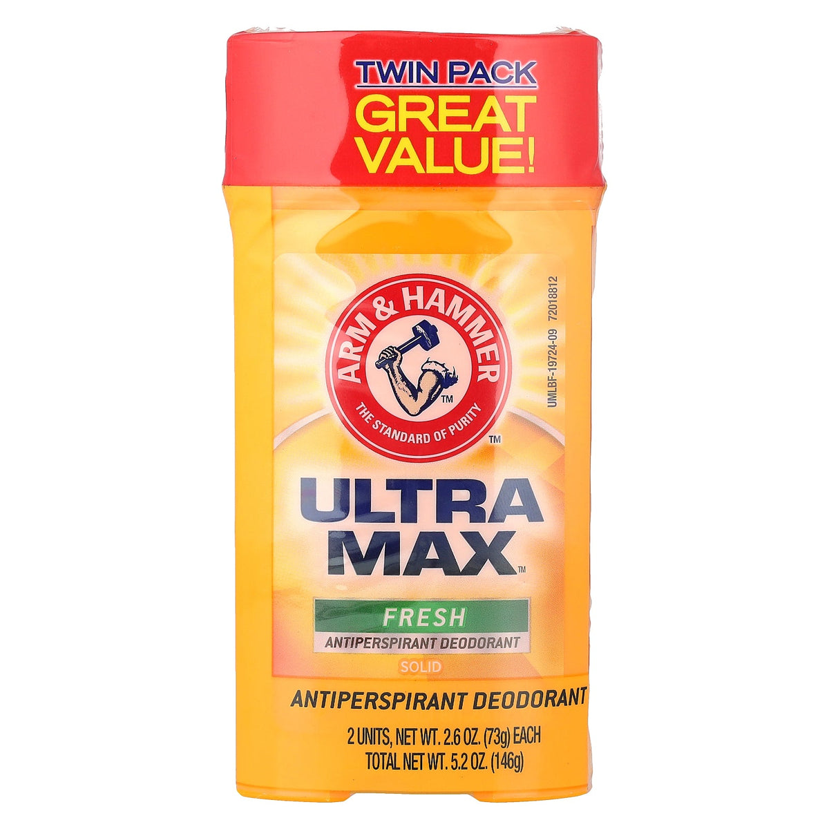 Arm & Hammer, UltraMax™, Solid Antiperspirant Deodorant, Fresh, 2 Pack, 2.6 oz (73 g) Each