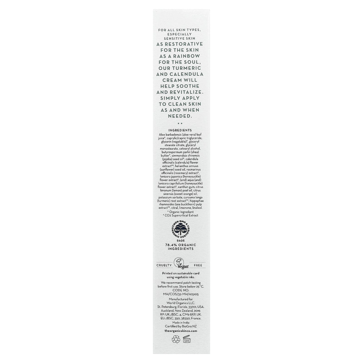 The Organic Skin Co., Task Force Nine, Calming Cream, 2 fl oz (60 ml)