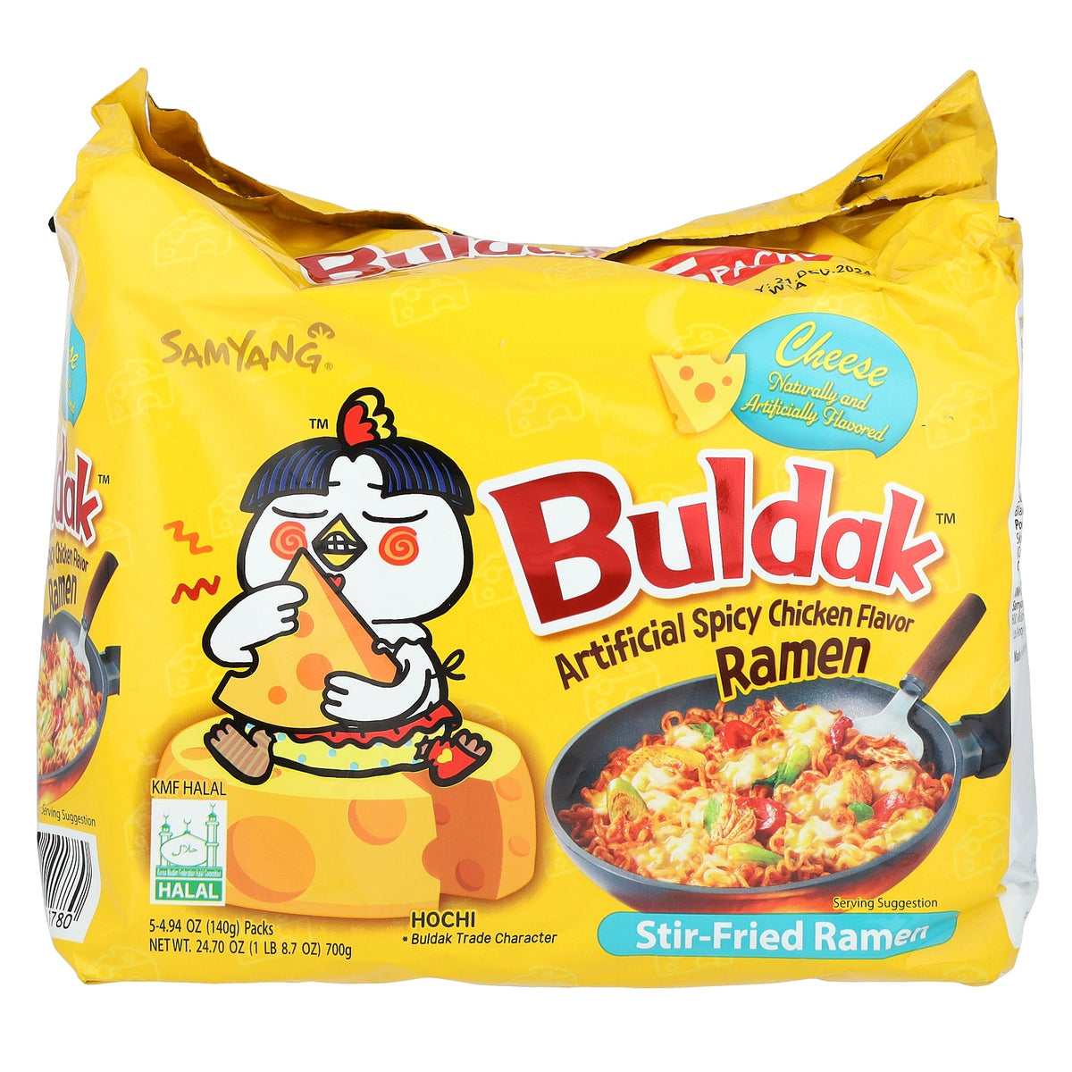 Buldak™, Stir-Fried Ramen, Spicy Chicken, Cheese, 5 Packs, 4.94 oz (140 g) Each