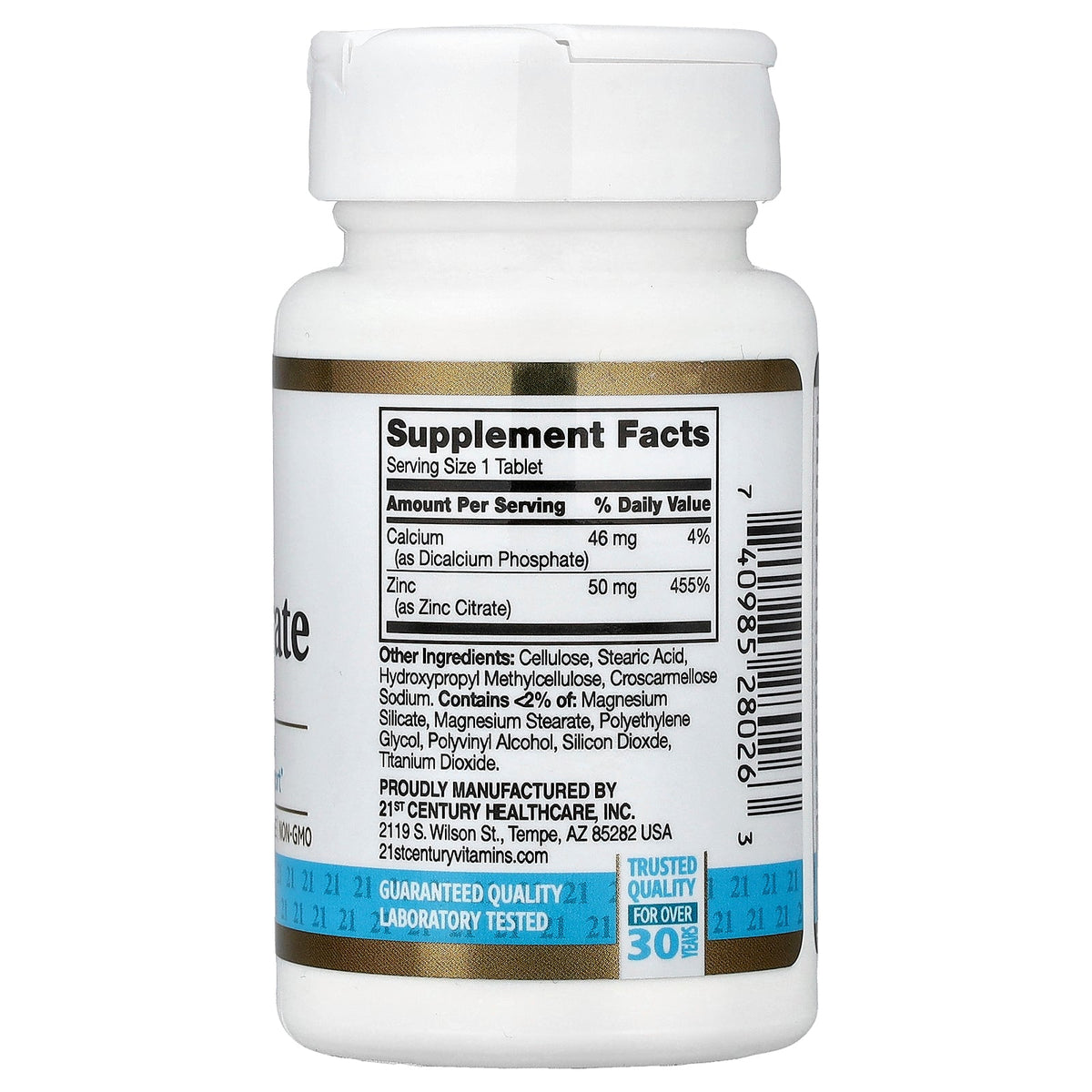21st Century, Zinc Citrate, 50 mg, 60 Tablets