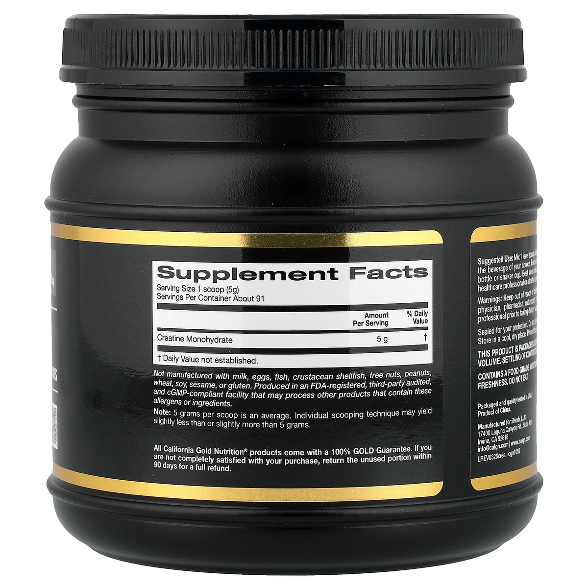 California Gold Nutrition, Sport, Pure Creatine Monohydrate, Unflavored, 1 lb (454 g)