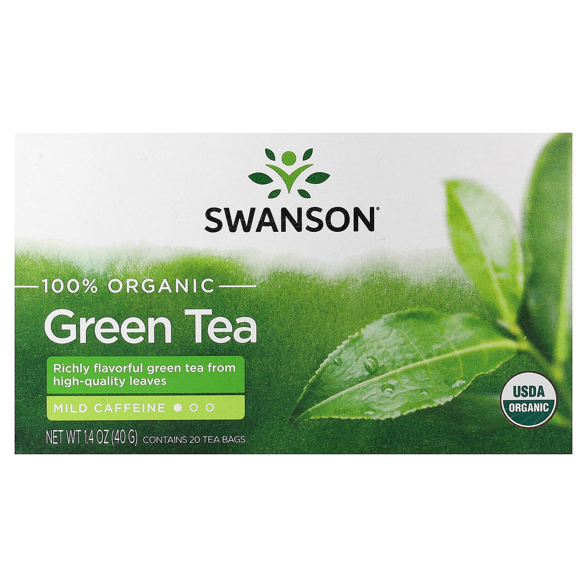 Swanson Vitamins, 100% Organic Green Tea, 20 Tea Bags, 1.4 oz (40 g)