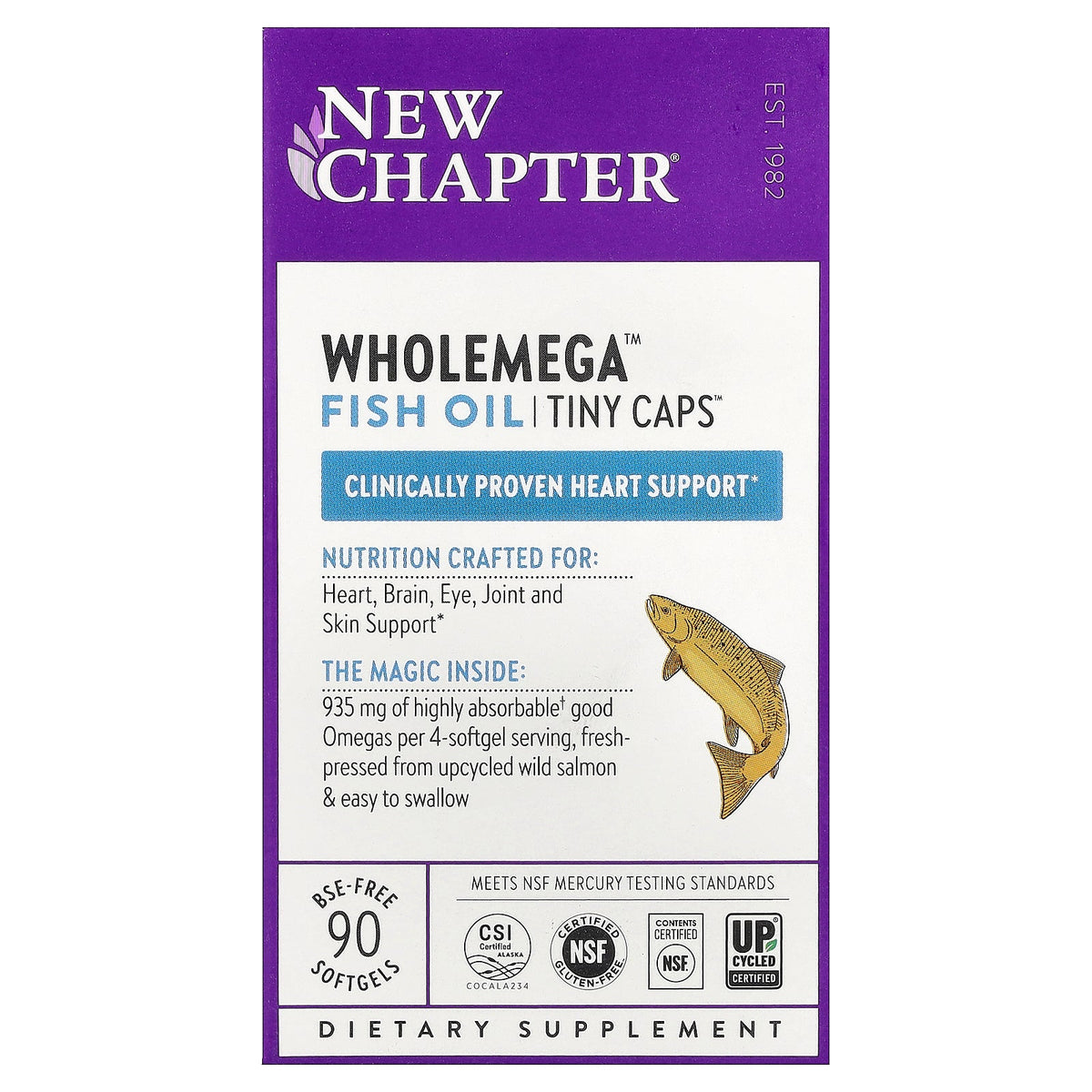New Chapter, Wholemega™ Fish Oil, Tiny Caps™, 90 BSE-Free Softgels