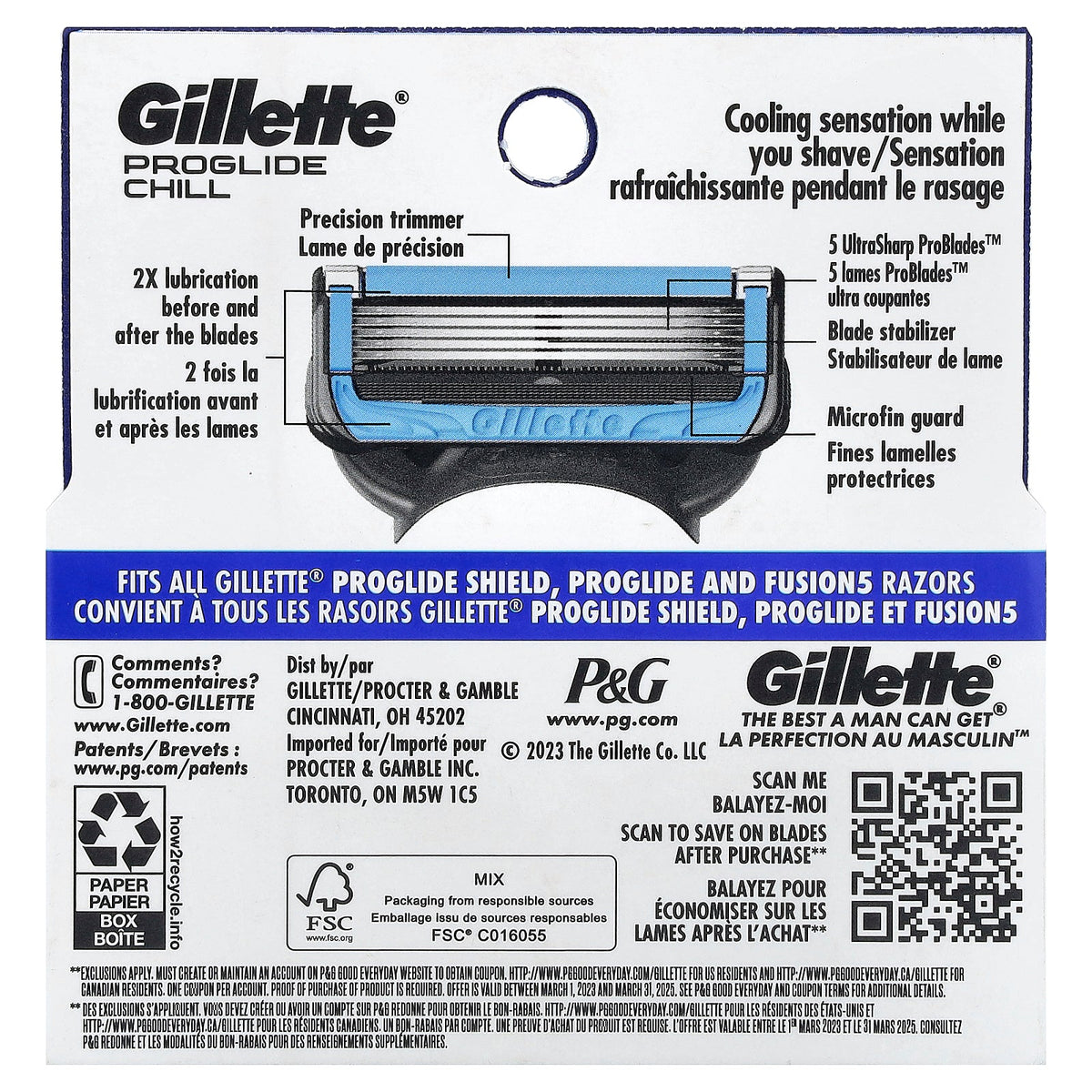 Gillette, Proglide Chill , 4 Cartridges