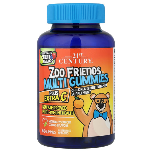 21st Century, Zoo Friends® Multi Gummies, Plus Extra C, Great Tasting Fruit, 60 Gummies