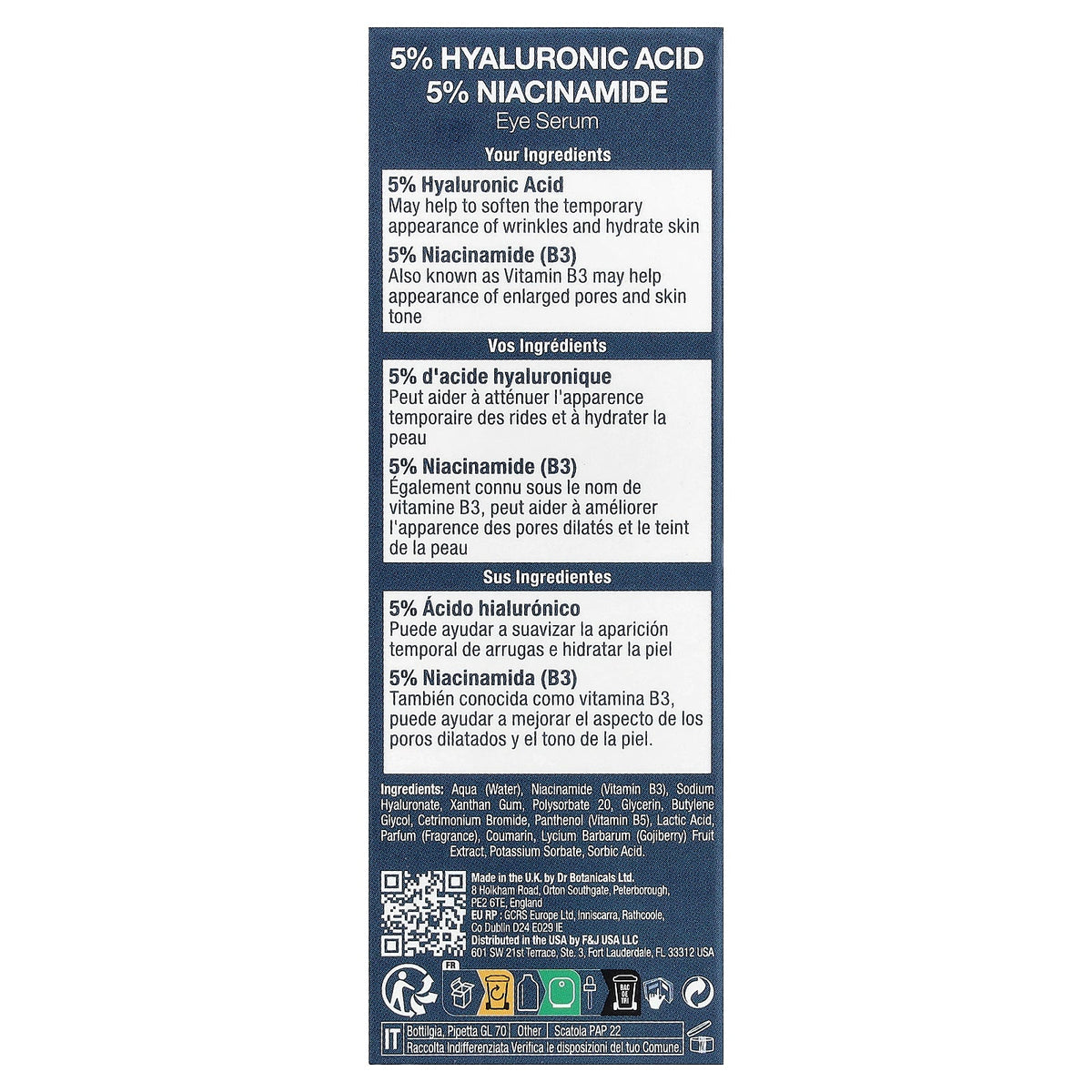 Dr. Botanicals, Hyaluronic Acid & Niacinamide Eye Serum, 0.51 fl oz (15 ml)