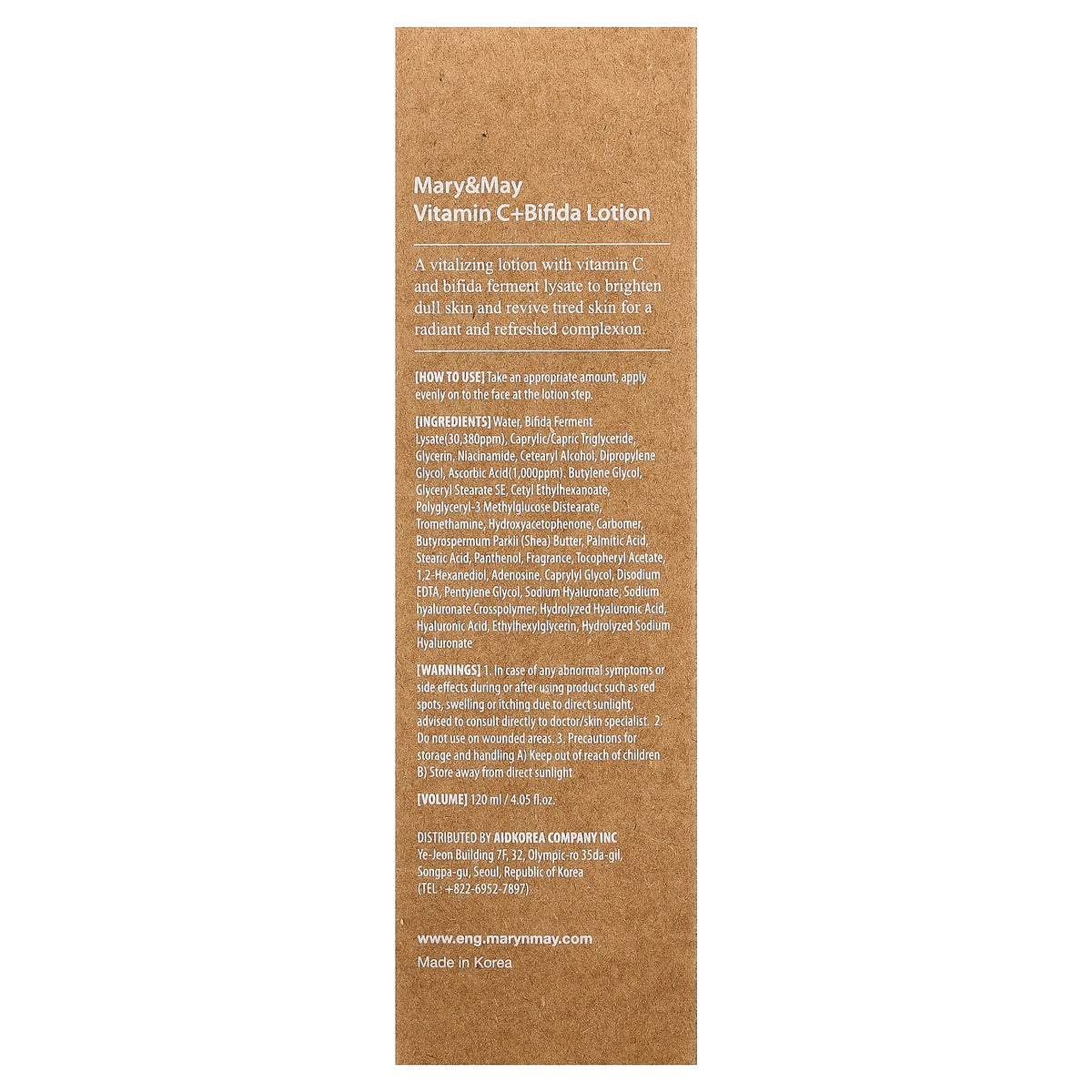 Mary & May, Vitamin C + Bifida, Lotion, 4.05 fl oz (120 ml)
