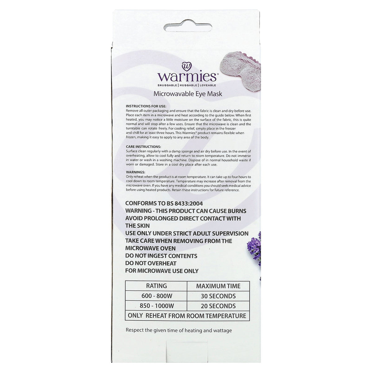 Warmies, Microwavable Eye Mask, Relaxing Lavender, 1 Mask