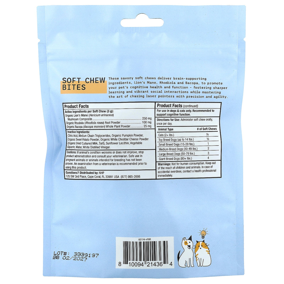 Dr. Mercola, Bark & Whiskers™, Brain Boost Bites, For Dogs & Cats , 6.34 oz (180 g)