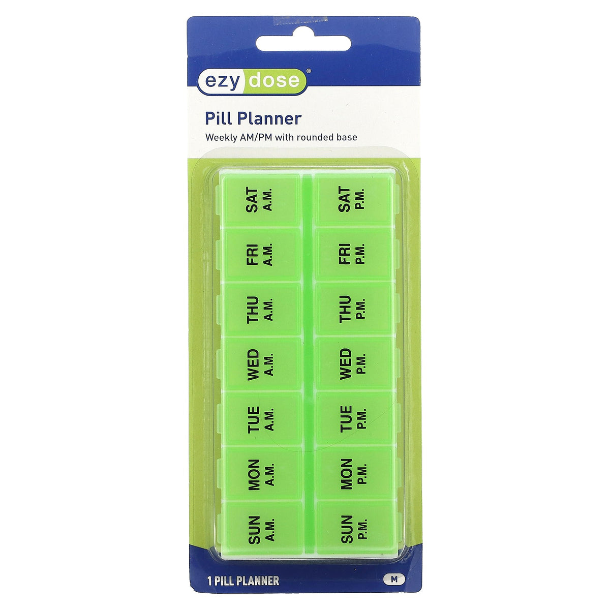 Ezy Dose, Weekly AM/PM with Rounded Base Pill Planner, Medium, 1 Count