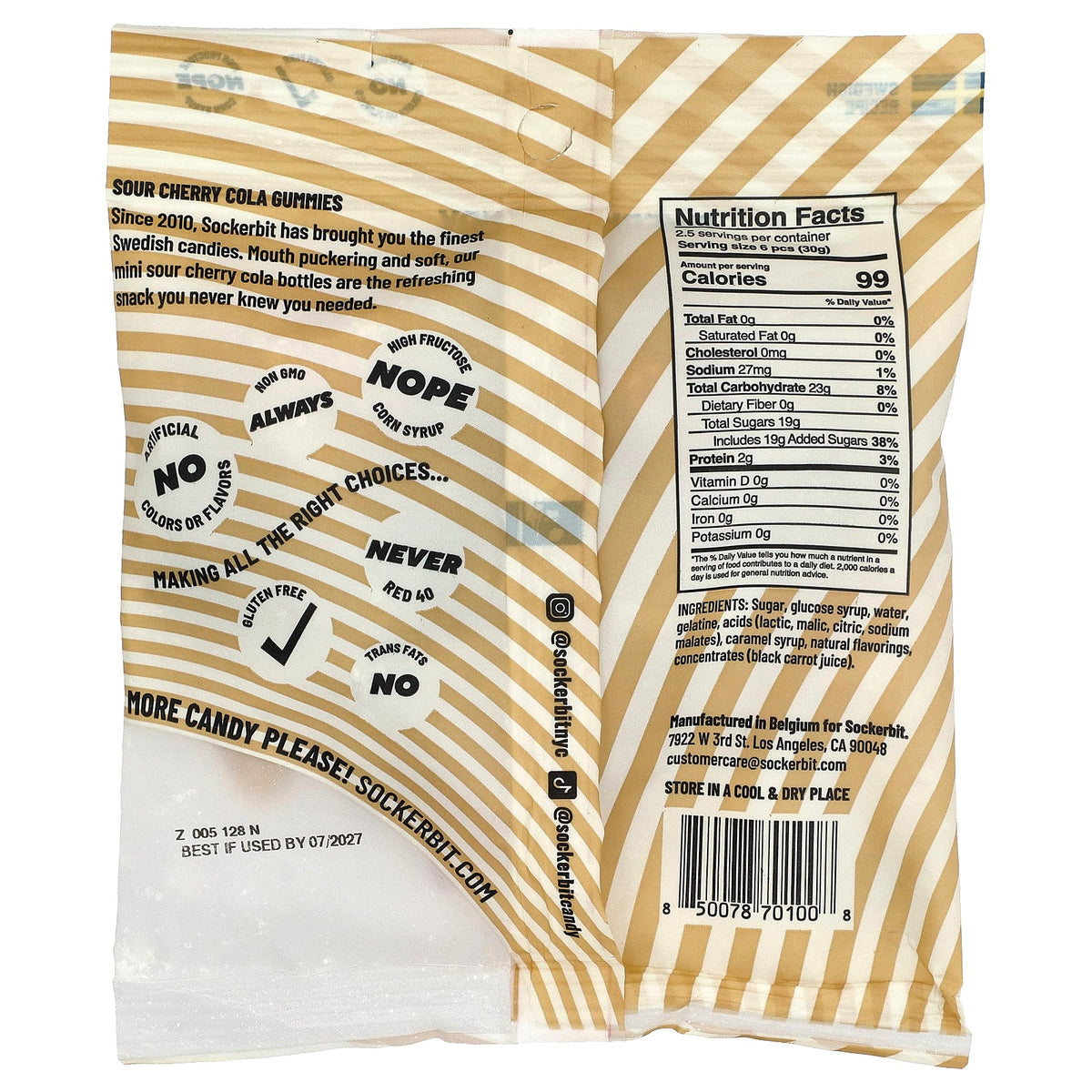 Sockerbit, Swedish Candy, Sour Cherry Cola Gummies, 2.82 oz (80 g)