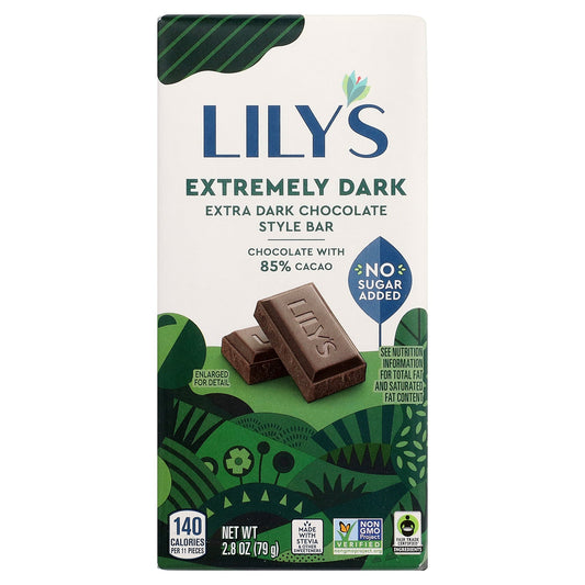 Lily's Sweets, Extra Dark Chocolate Style Bar, Extremely Dark, 85% Cacao, 2.8 oz (79 g)
