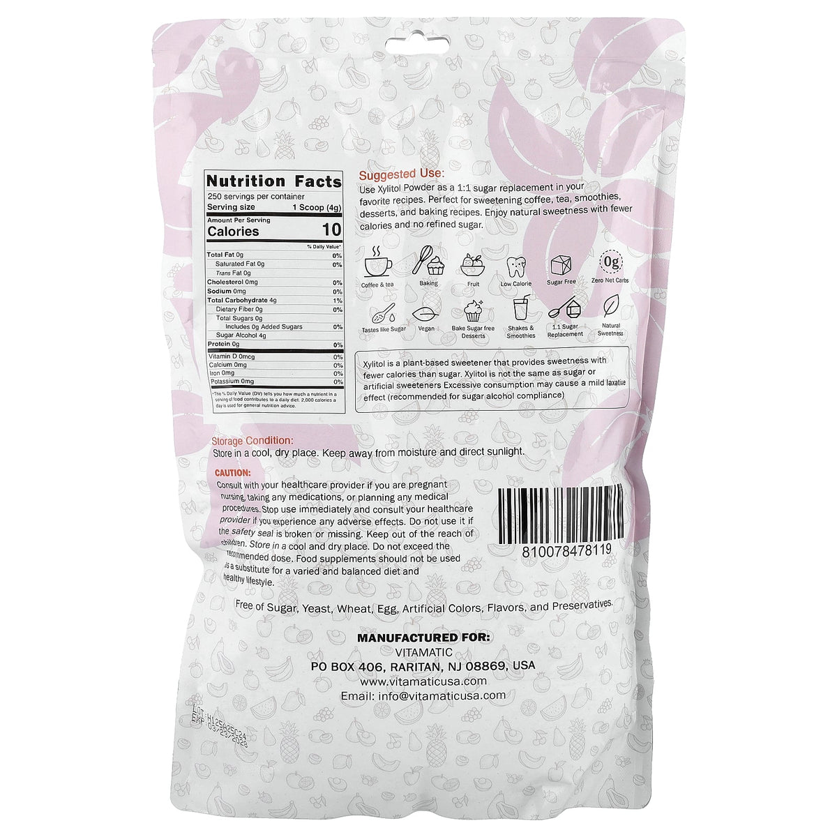 Vitamatic, Xylitol Powder, 35.27 oz (1 kg)