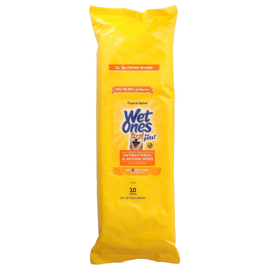 Wet Ones, Antibacterial Bathing Wipes, For Dogs, XL, Tropical Splash, 10 Wipes