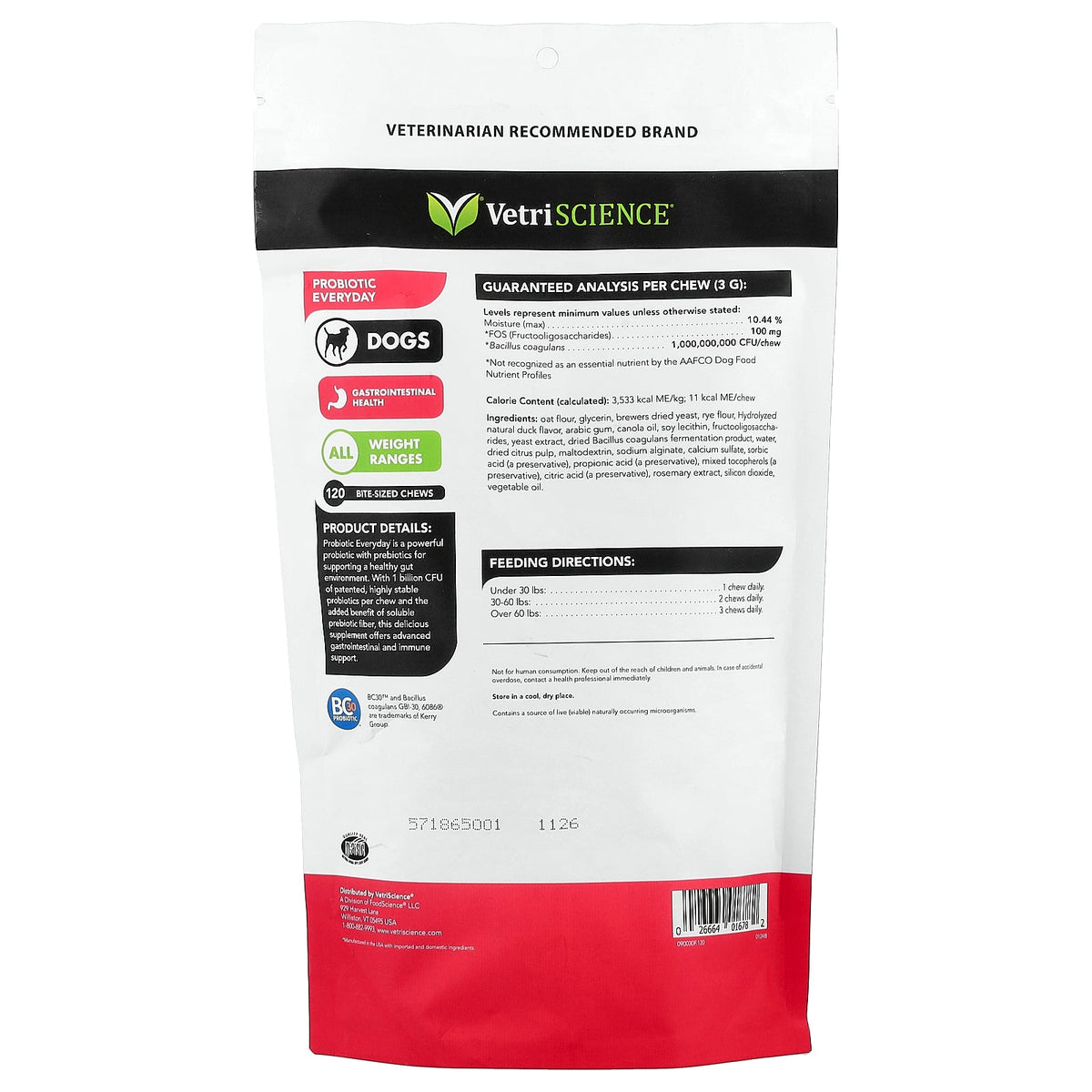 VetriScience, Probiotic Everyday, For Dogs, 120 Bite-Sized Chews, 12.7 oz (360 g)
