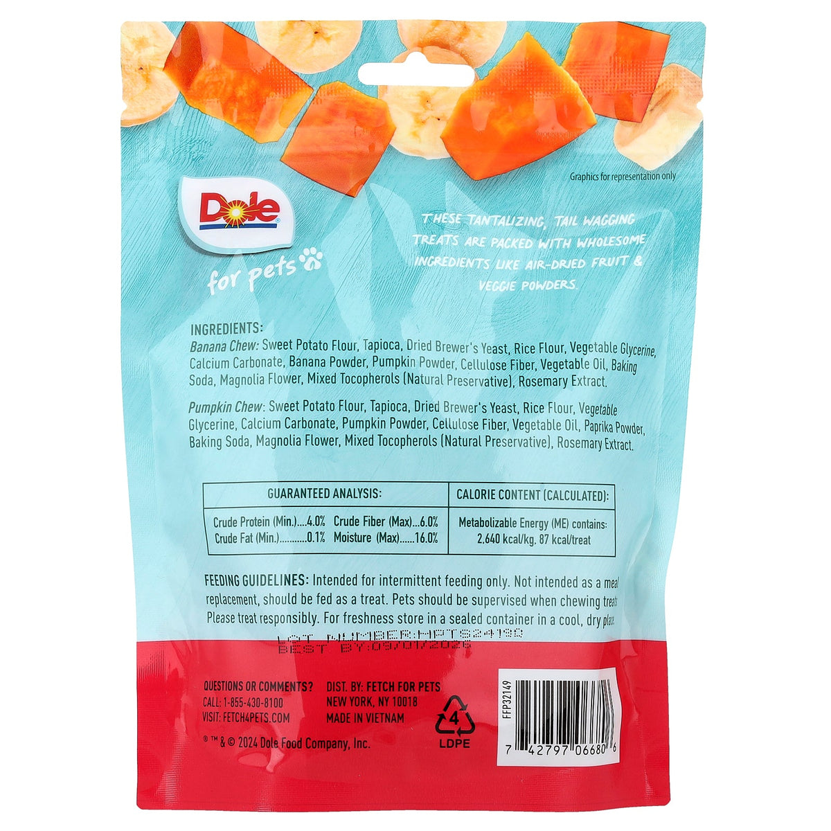 Dole for Pets, Chews, Banana + Pumpkin, 7 oz (200 g)