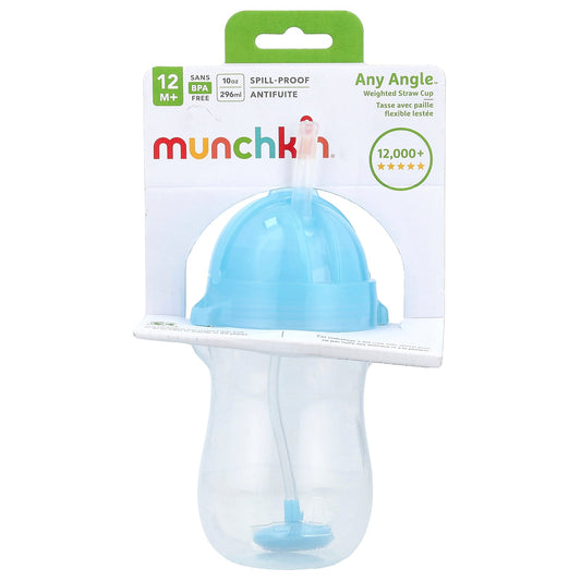 Munchkin, Any Angle™, Weighted Straw Cup, 12 Months+, Light Blue, 10 oz (296 ml)