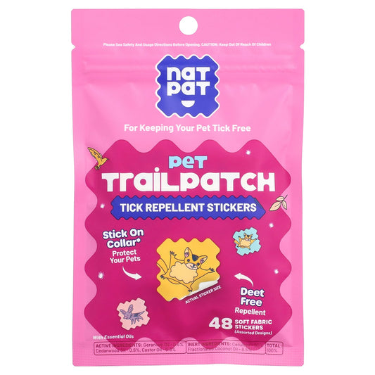 NATPAT, Pet TrailPatch, Tick Repellent Stickers, 48 Soft Fabric Stickers