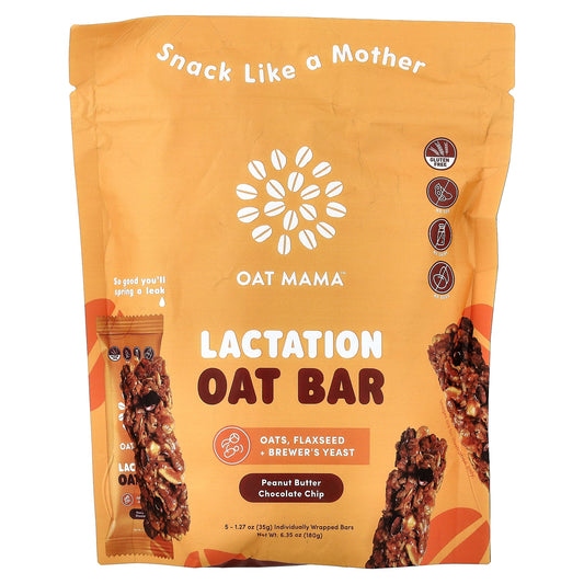 Oat Mama, Lactation Oat Bar, Peanut Butter Chocolate Chip, 5 Bars, 1.27 oz (35 g) Each