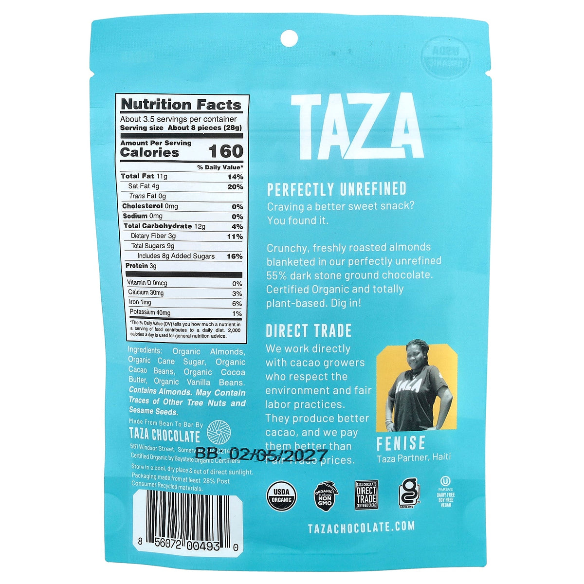 Taza Chocolate, Chocolate Covered Almonds, 55% Cacao, 3.5 oz (99 g)