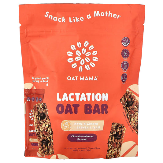 Oat Mama, Lactation Oat Bar, Chocolate Almond Coconut, 5 Bars, 1.27 oz (35 g) Each