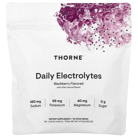 Thorne, Daily Electrolytes, Blackberry, 30 Stick Packs, 0.16 oz (4.45 g) Each