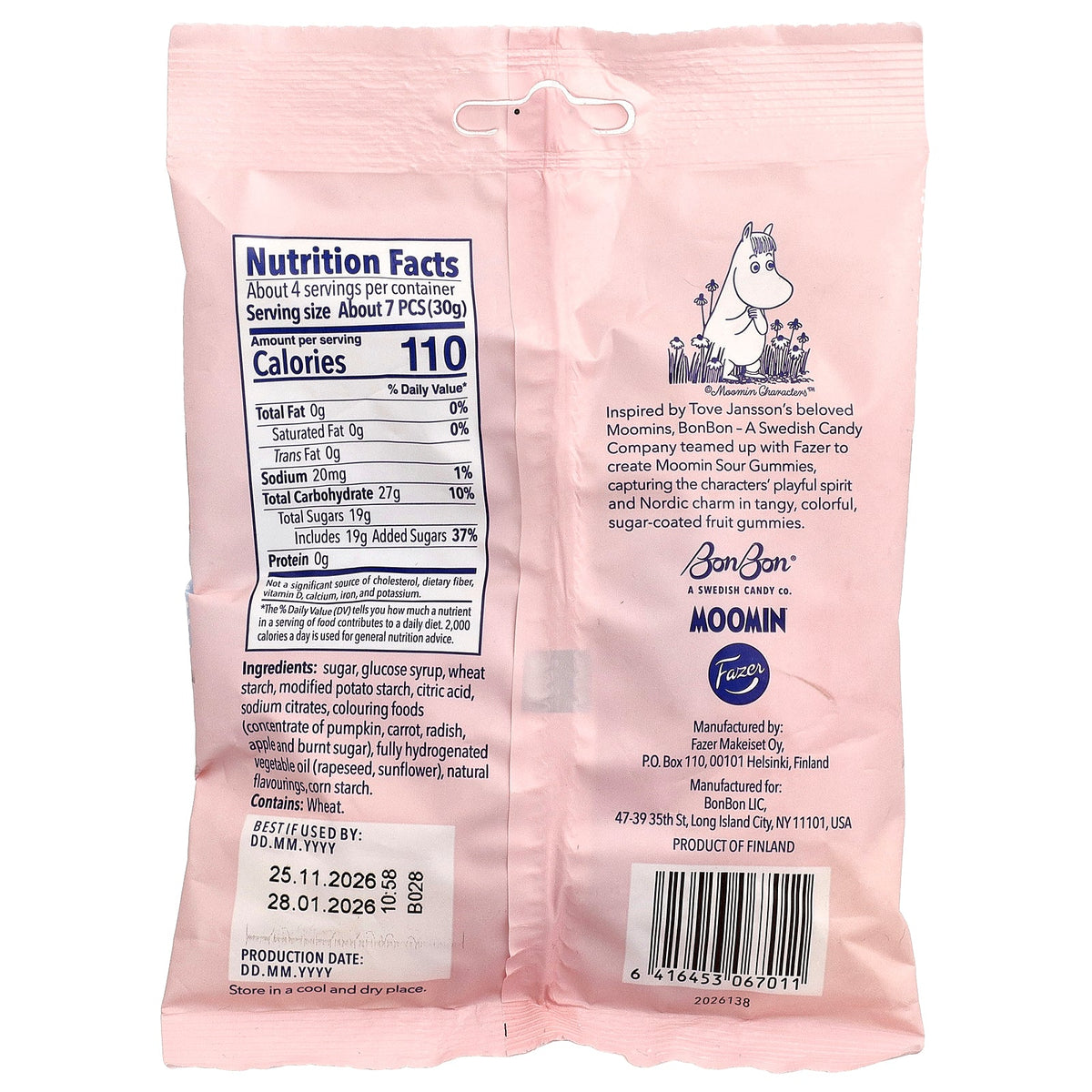 BonBon, Moomin, Sour Candy Gummies, Lemon, Raspberry, Cola & Melon, 4.1 oz (115 g)