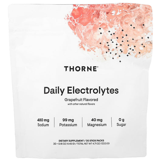 Thorne, Daily Electrolytes, Grapefruit, 30 Stick Packs, 0.16 oz (4.45 g) Each