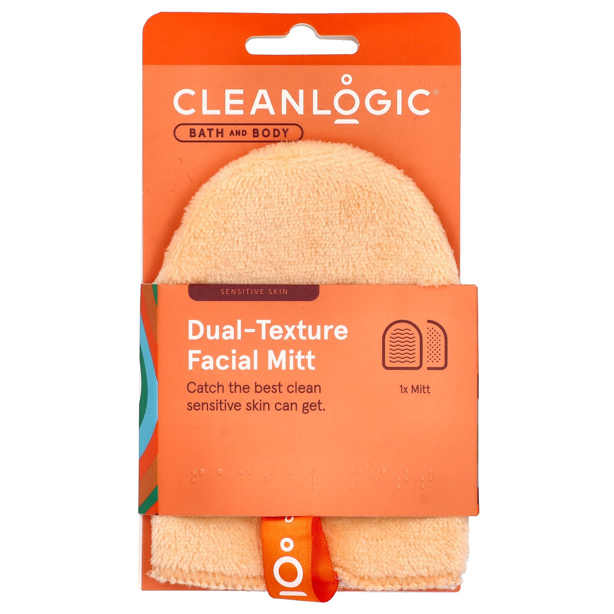 Cleanlogic, Bath and Body, Dual-Texture Facial Mitt, 1 Count